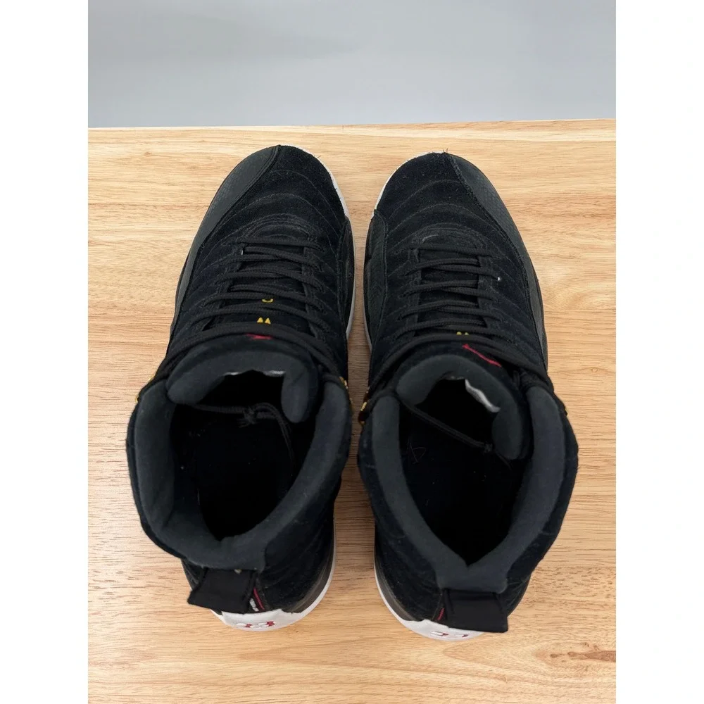 Nike Air Jordan 12 Retro Reverse Taxi 130690 017 Mens US 8.5 Black Gold Sneakers